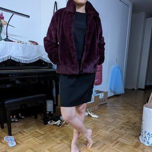 Burgundy Express faux fur coat XS